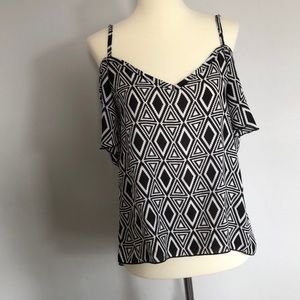 Geometric pattern cold shoulder top